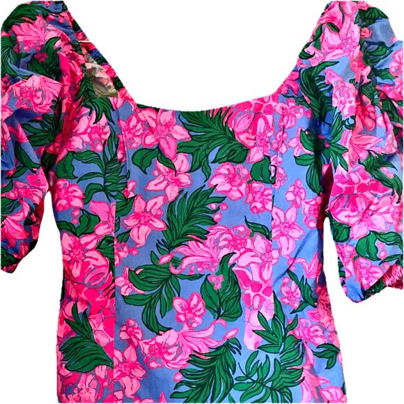 Lllly Pulitzer Bitsy StretchTop Cerise Pink Wms Sz 0 Pink Safari Sunset NWT 138 - Picture 2 of 13
